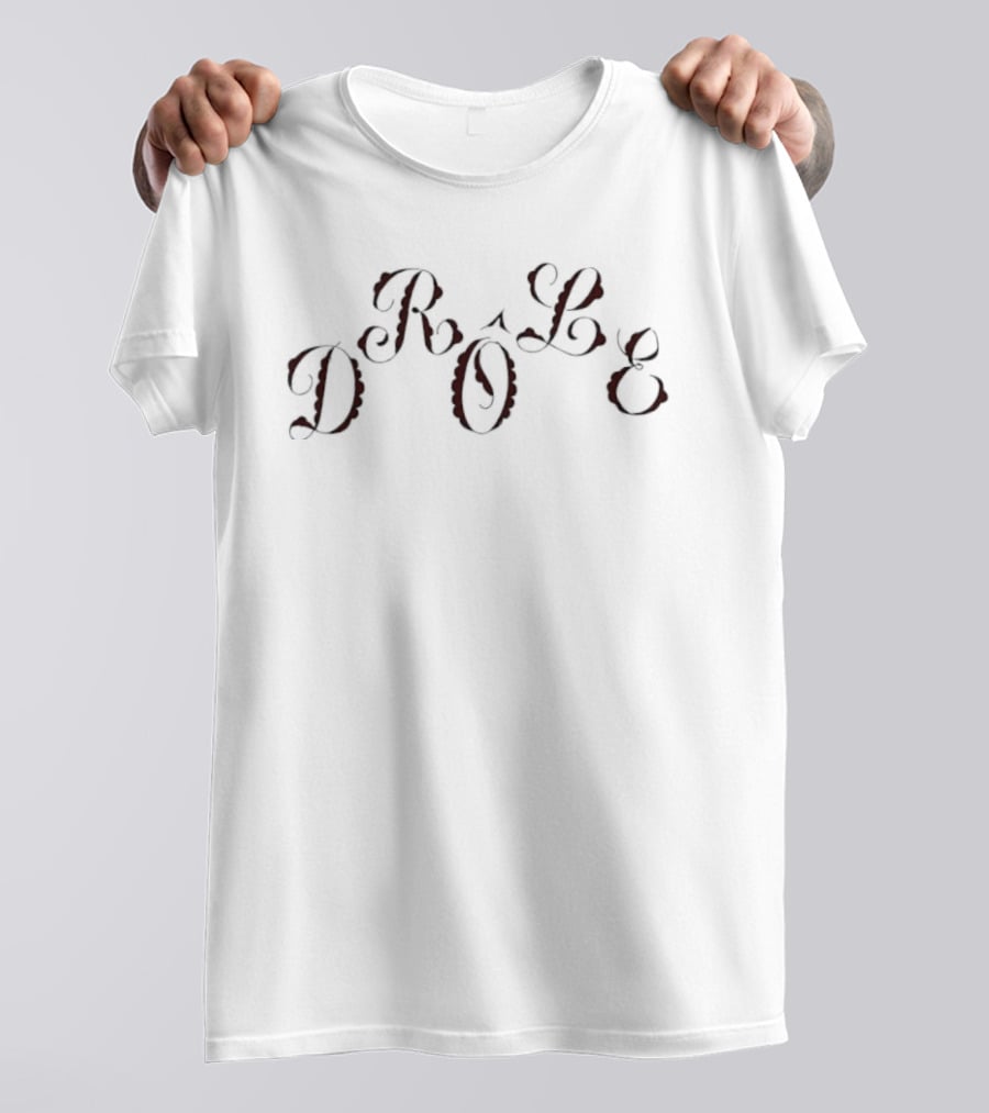Drôle French Minimalist Style Whimsical Calligraphy T-Shirt