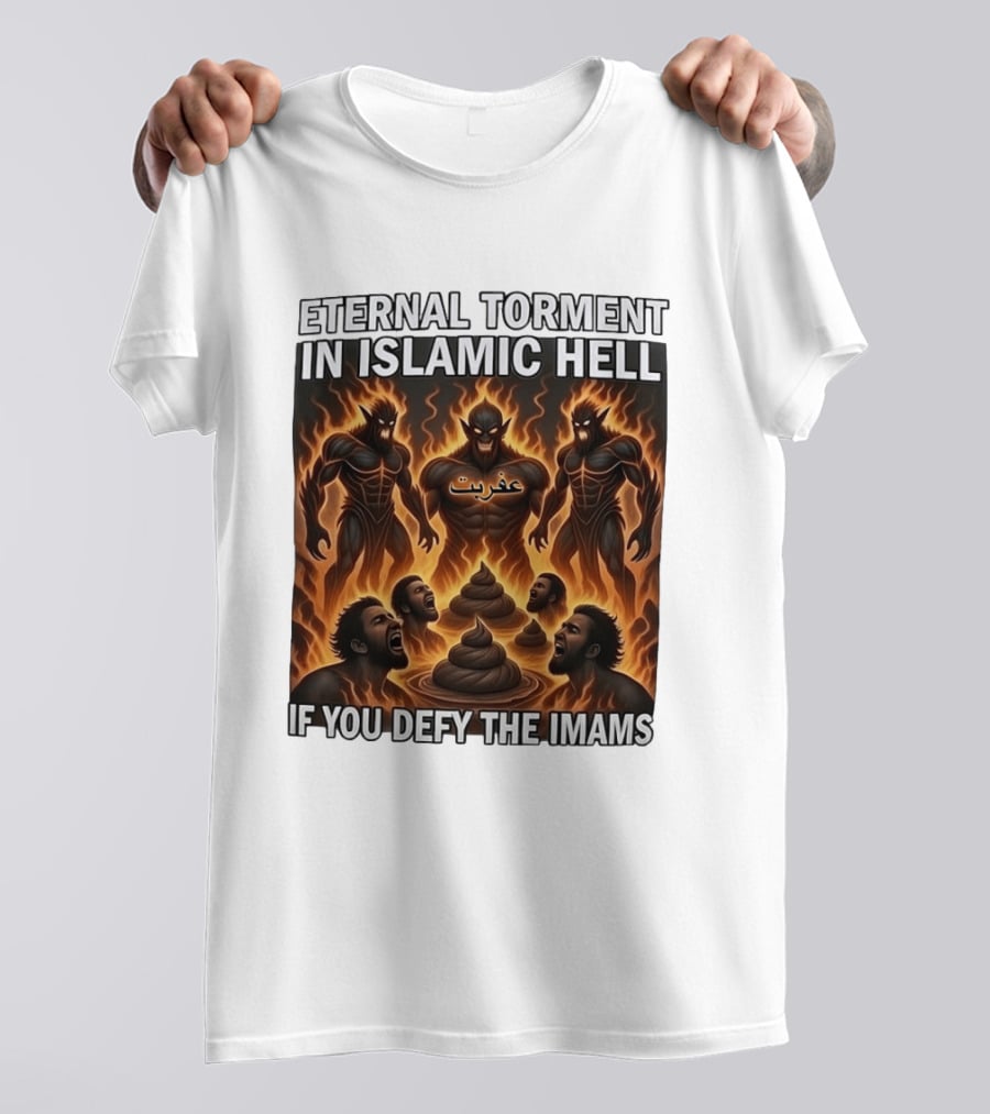 Eternal Torment In Islamic Hell If You Defy The Imams Arabic Text Fiery Creatures T-Shirt