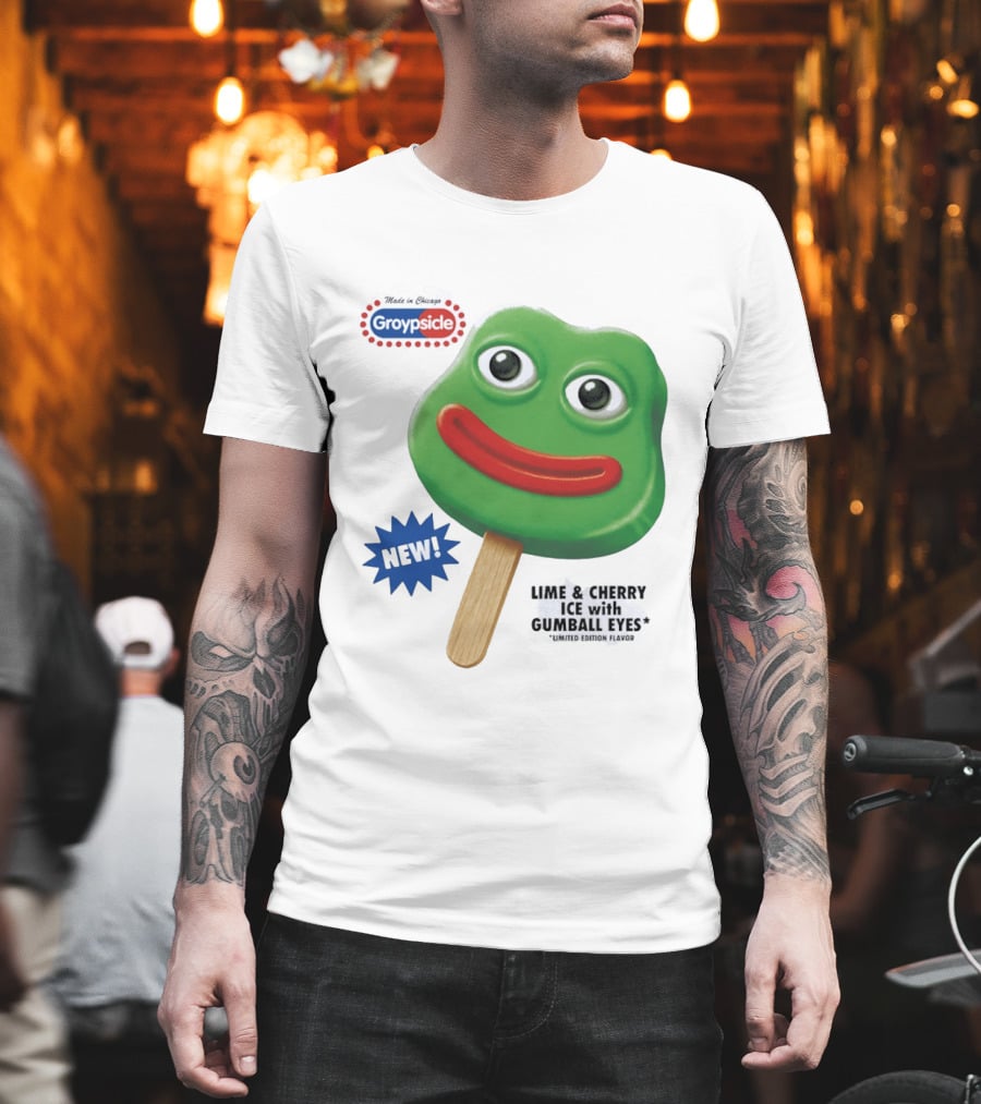 Groypsicle Lime And Cherry Ice With Gumball Eyes Limited Edition Made In Chicago T-Shirt