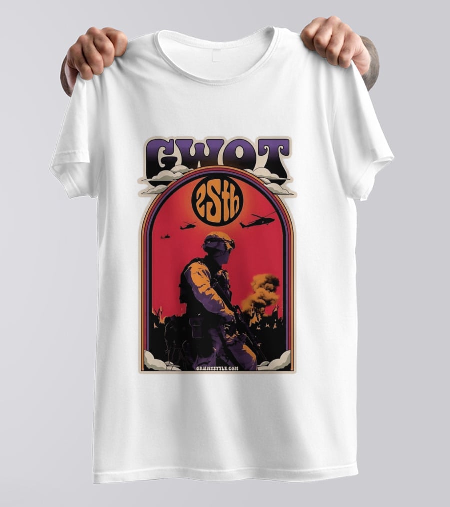 GWOT 25th Anniversary Soldier Helicopters Gruntstyle.com T-Shirt