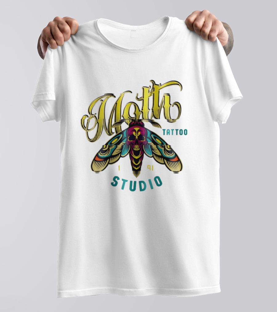 Moth Tattoo Studio 1991 Skull Moth Gothic T-Shirt