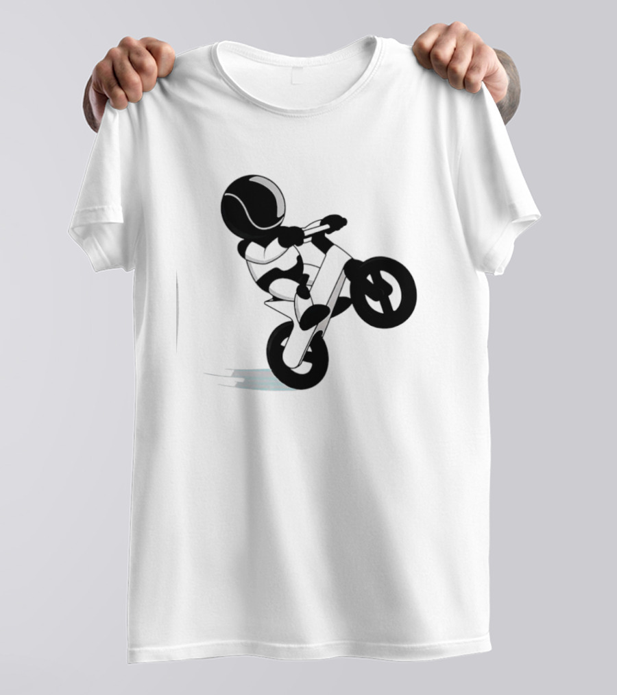 Stick Figure Biker Wheelie Adventure T-Shirt