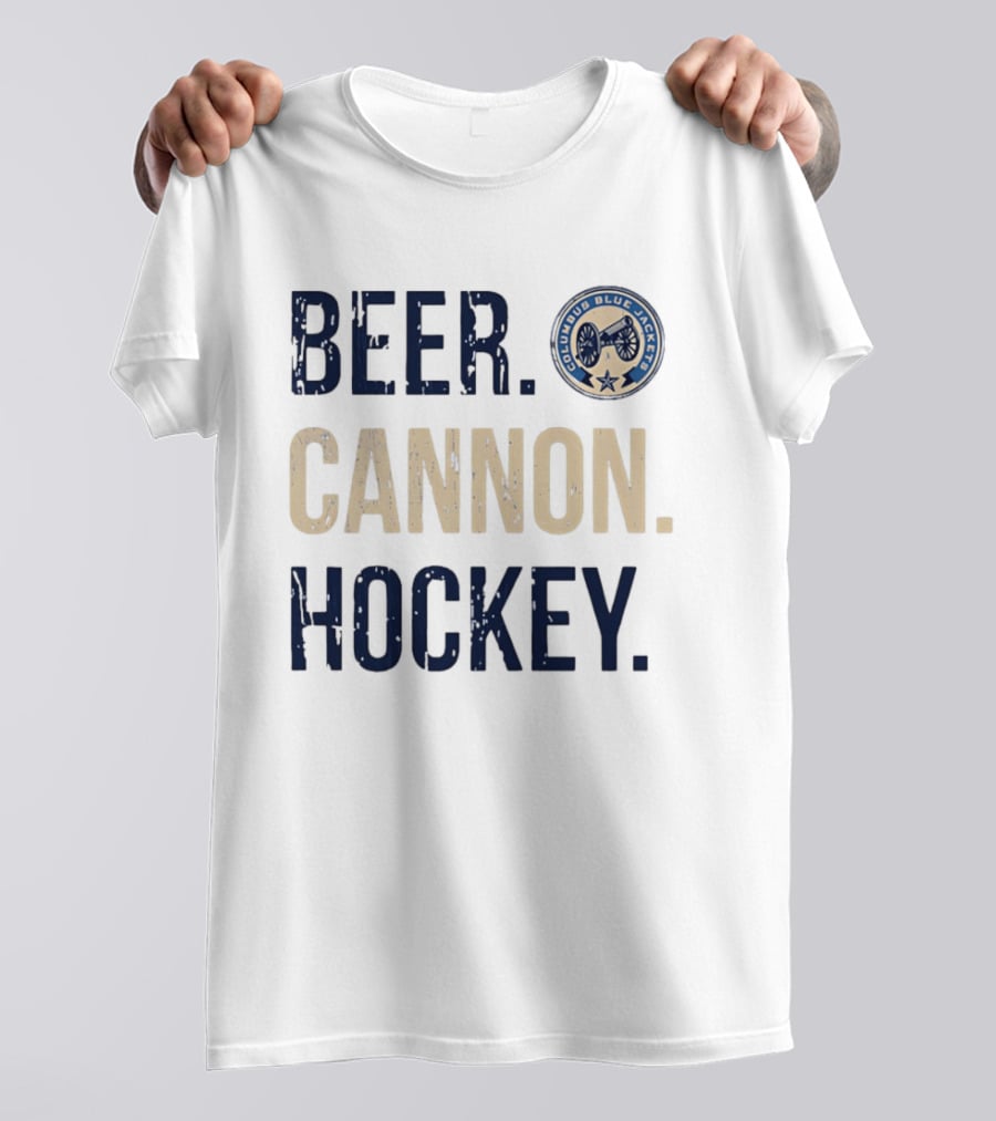 Columbus Blue Jackets Beer Cannon Hockey Team Spirit T-Shirt