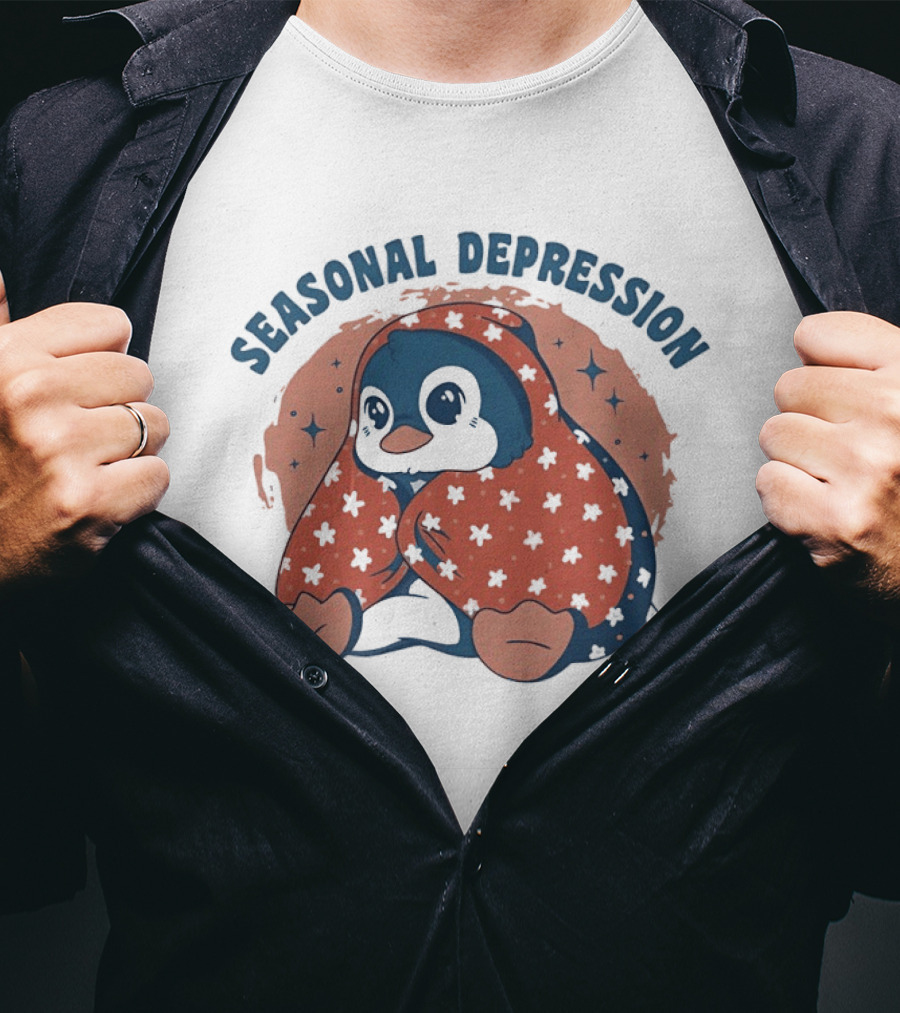 Penguins Seasonal Depression Cute Winter Cozy Starry T-Shirt
