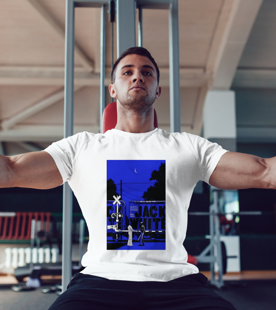 Jack White Rough Francis Essex Junction VT July 15 2026 Train Crossing Night Scene Moon T-Shirt