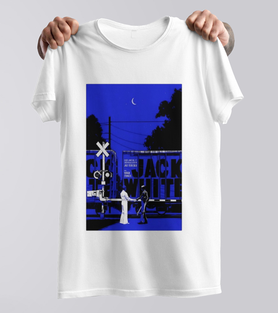 Jack White Rough Francis Essex Junction VT July 15 2026 Train Crossing Night Scene Moon T-Shirt