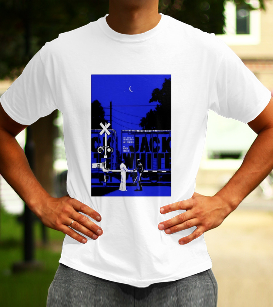 Jack White Rough Francis Essex Junction VT July 15 2026 Train Crossing Night Scene Moon T-Shirt