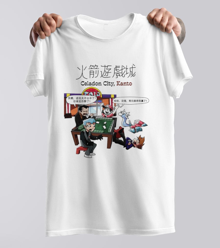 Celadon City Kanto Casino Scene With Iconic Characters T-Shirt