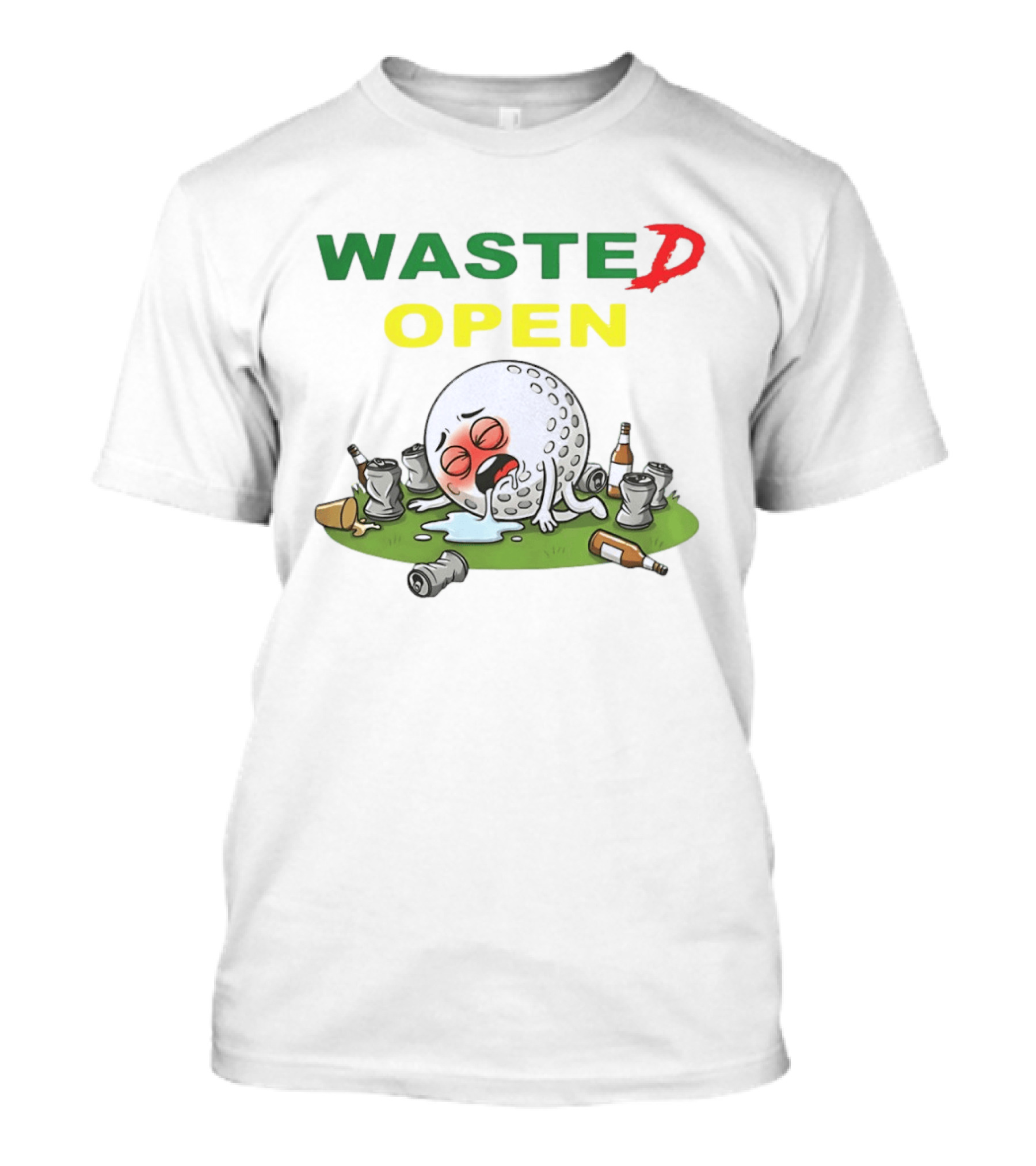 Wasted Open Funny Golf Ball Drinking Party Cans And Bottles T-Shirt