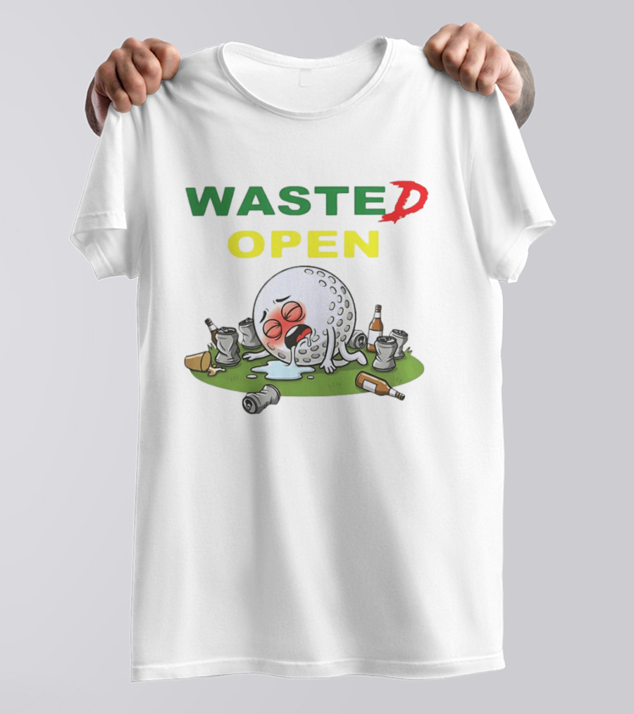 Wasted Open Funny Golf Ball Drinking Party Cans And Bottles T-Shirt