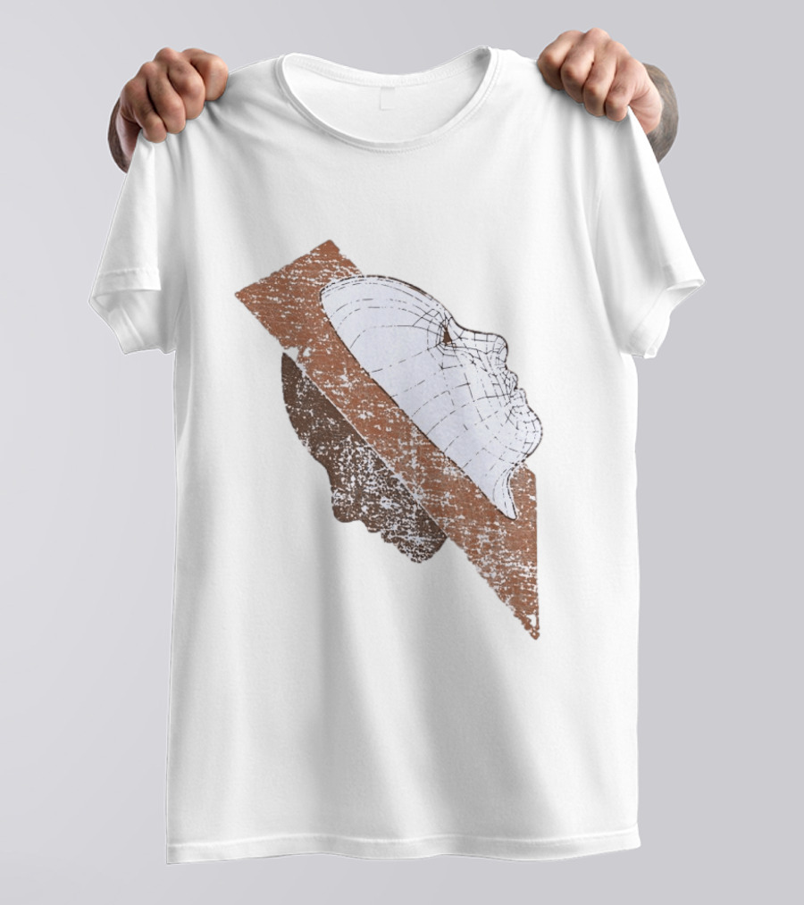 Wireframe Human Profile Collage Abstract Geometric Face T-Shirt