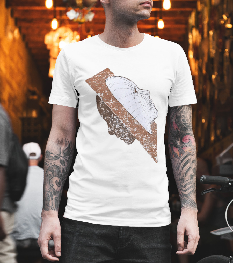 Wireframe Human Profile Collage Abstract Geometric Face T-Shirt