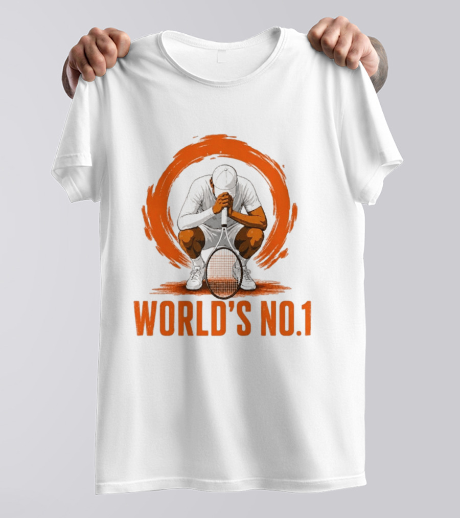 World's No. 1 Tennis Player Kneeling With Racket In Orange Circle T-Shirt