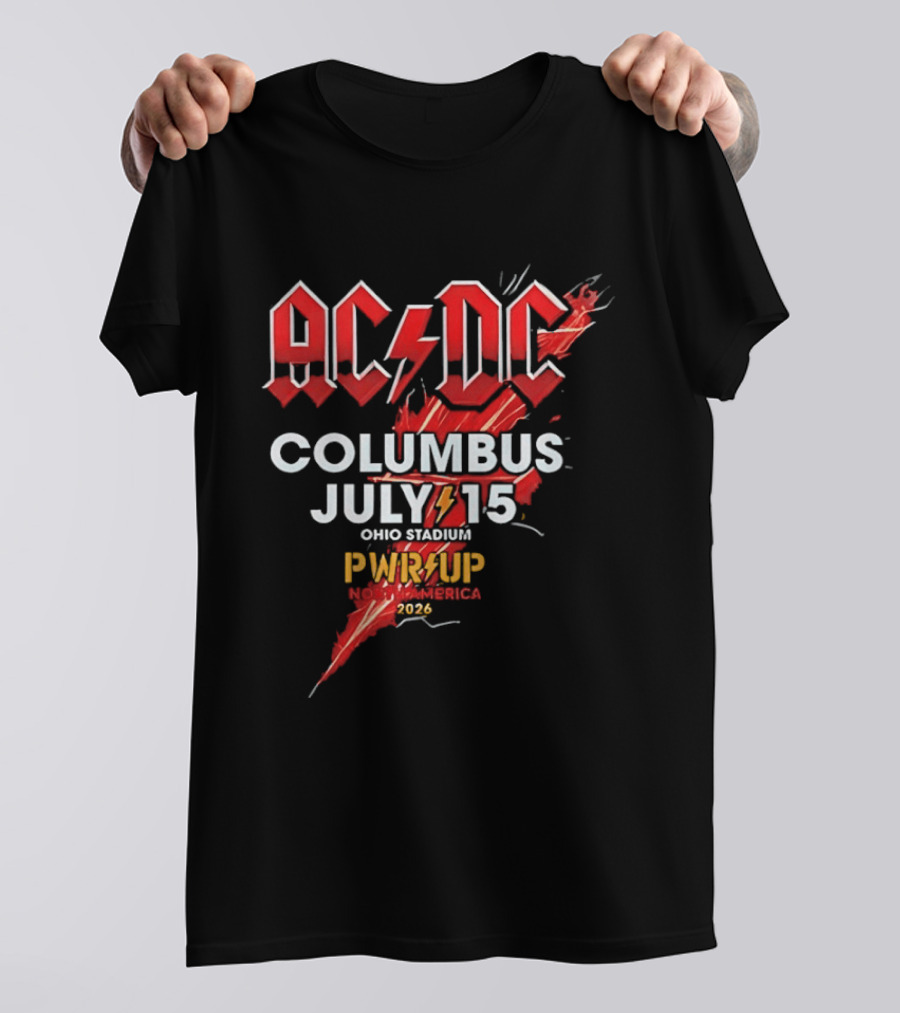 AC DC PWR UP North America Tour Columbus July 15 Ohio Stadium 2026 T-Shirt