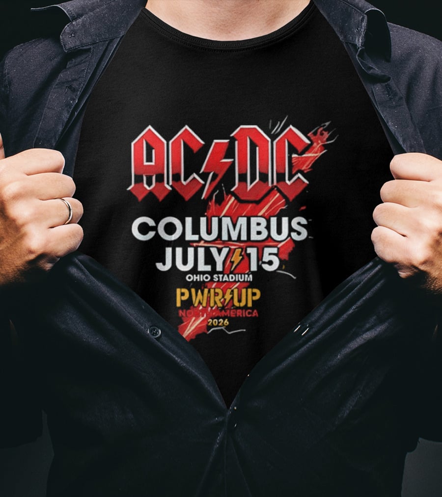 AC DC PWR UP North America Tour Columbus July 15 Ohio Stadium 2026 T-Shirt