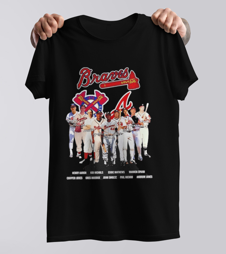 Atlanta Braves Legends Aaron Nichols Mathews Spahn Jones Maddux Smoltz Niekro T-Shirt