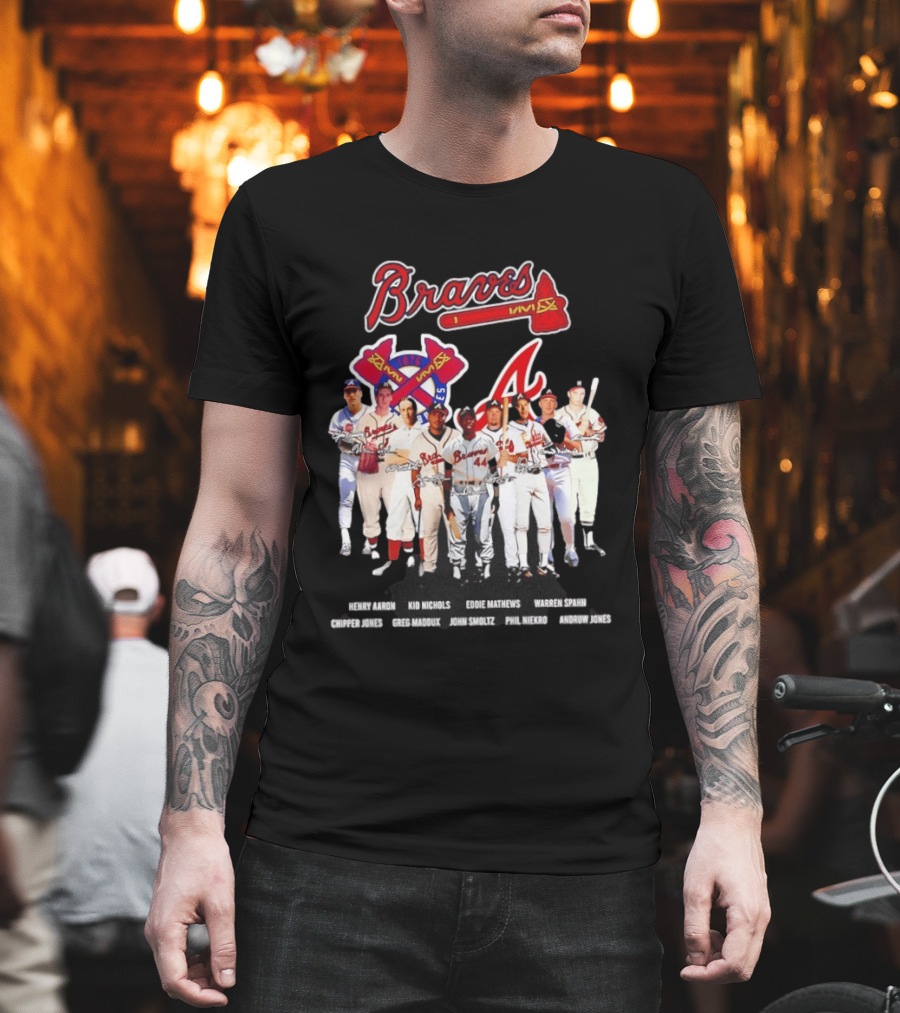 Atlanta Braves Legends Aaron Nichols Mathews Spahn Jones Maddux Smoltz Niekro T-Shirt