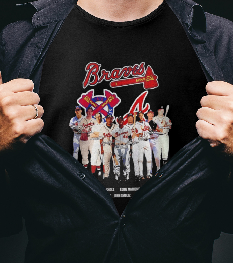 Atlanta Braves Legends Aaron Nichols Mathews Spahn Jones Maddux Smoltz Niekro T-Shirt