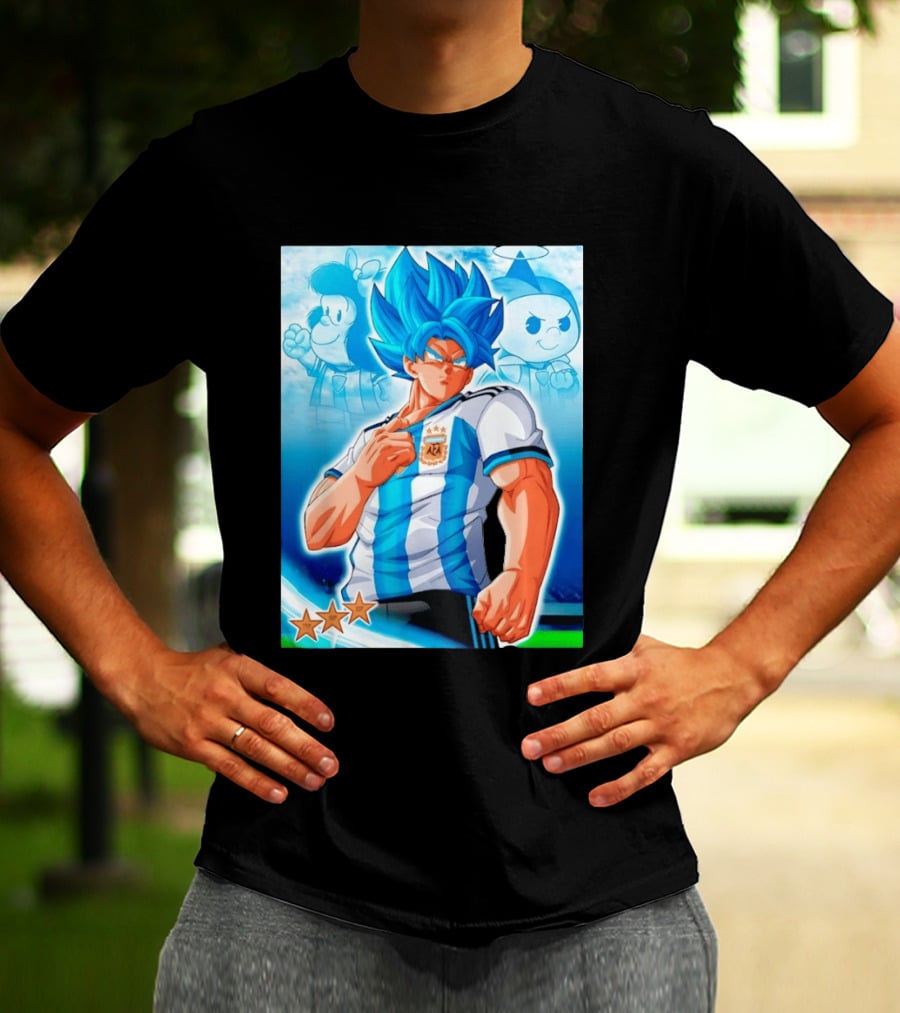 Super Saiyan Goku Dragon Ball Argentina AFA Jersey Victory Stars T-Shirt