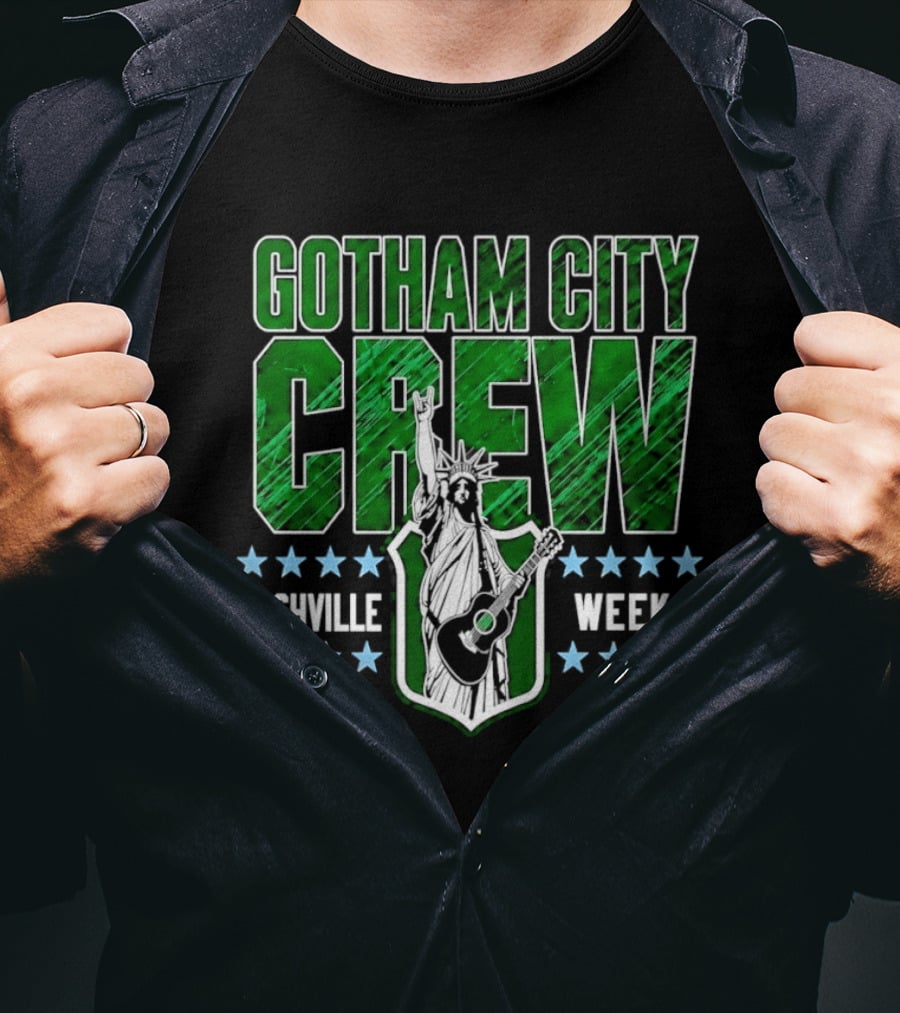 Gotham City Crew Nashville Week 1 Statue Of Liberty Guitar T-Shirt