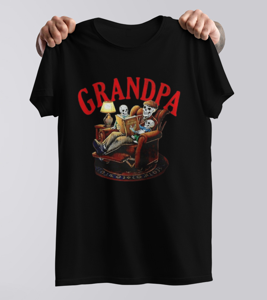 Grandpa Skeleton Reading Adventure With Kids T-Shirt