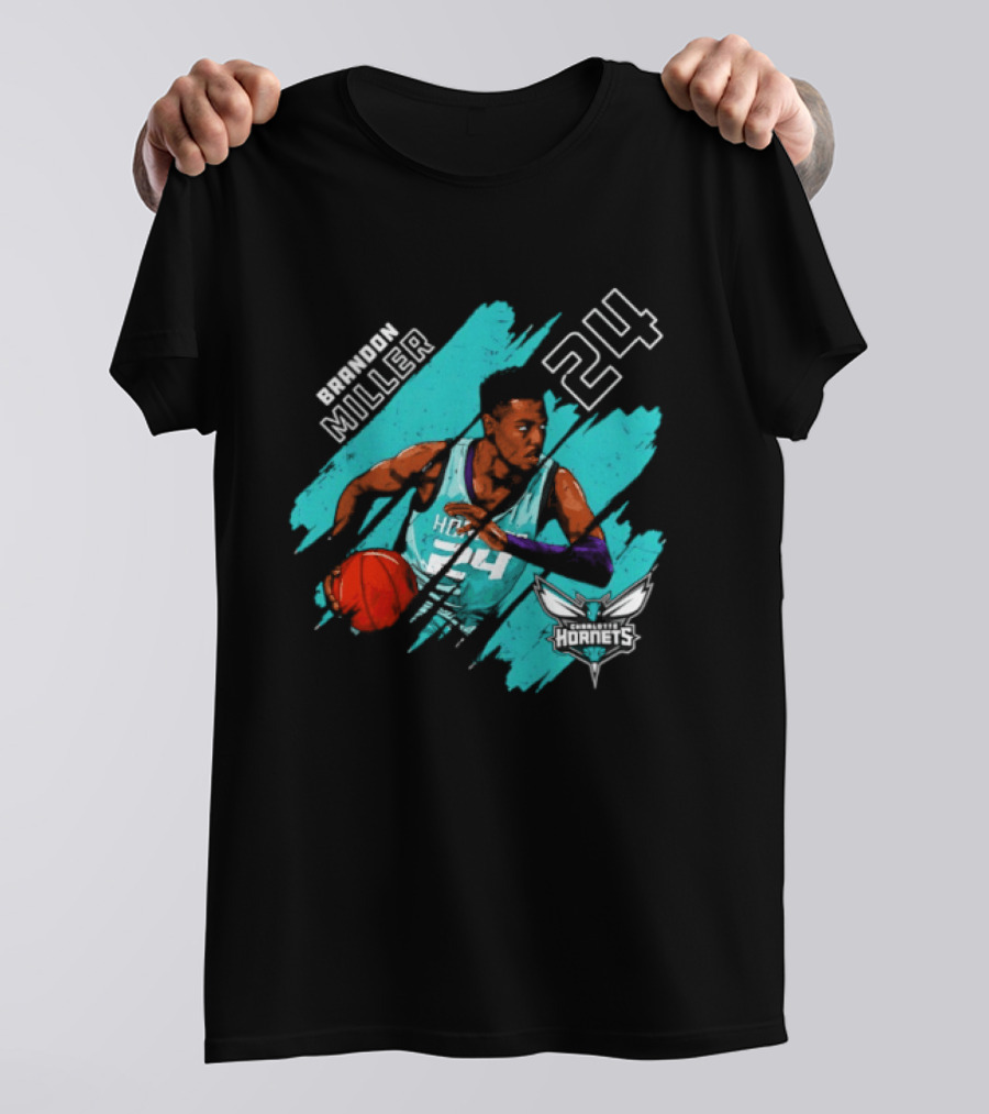 Brandon Miller 24 Charlotte Hornets Basketball Stripes T-Shirt