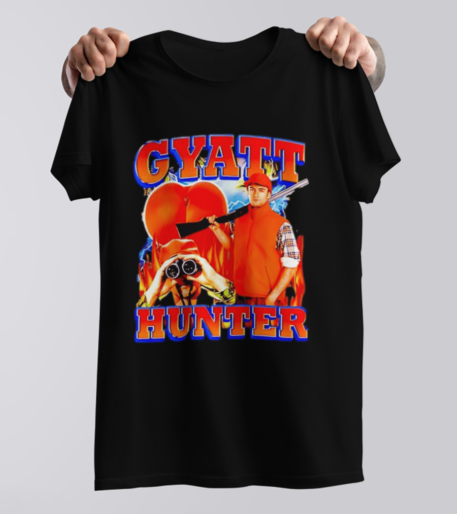 Gyatt Hunter Peach Slang With Binoculars And Rifle T-Shirt