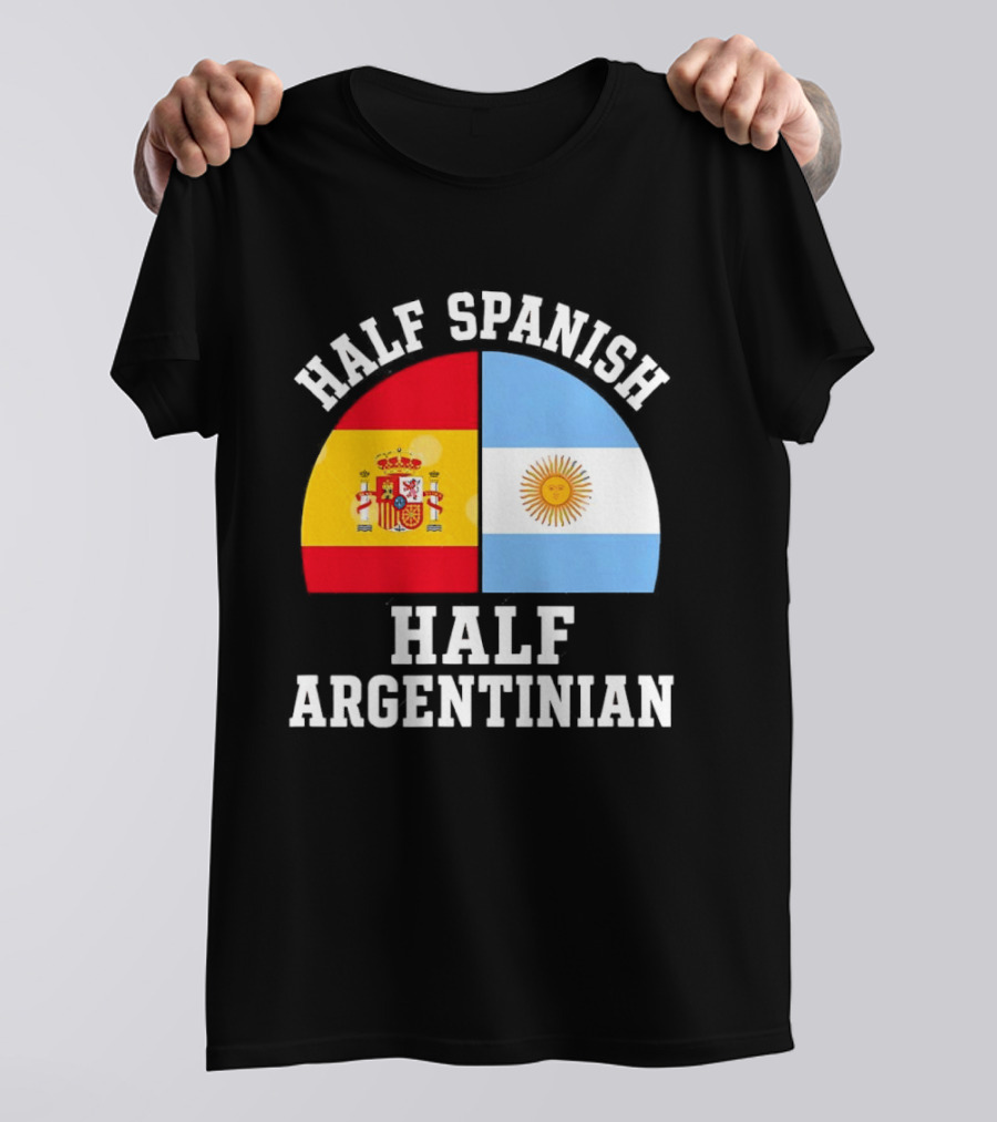 Half Spanish Half Argentinian Flags T-Shirt