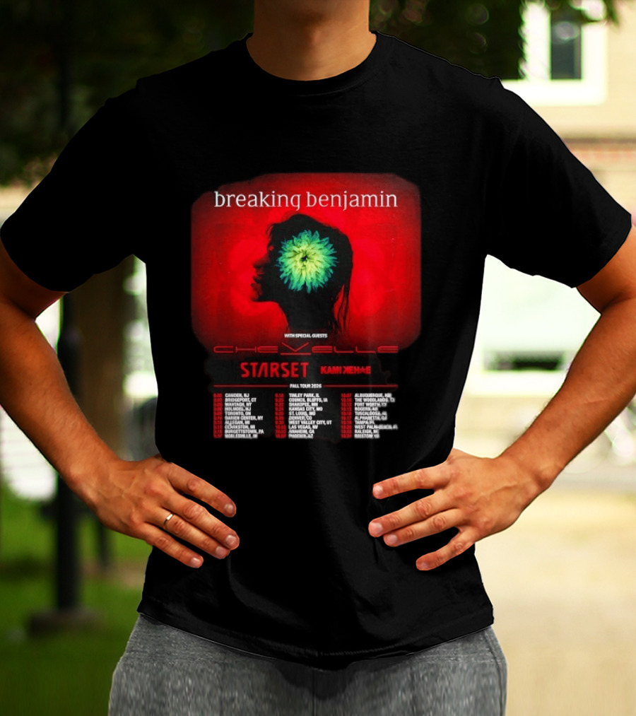 Breaking Benjamin Chevelle Starset Kami Kehe Fall Tour 2026 Dates And Locations T-Shirt