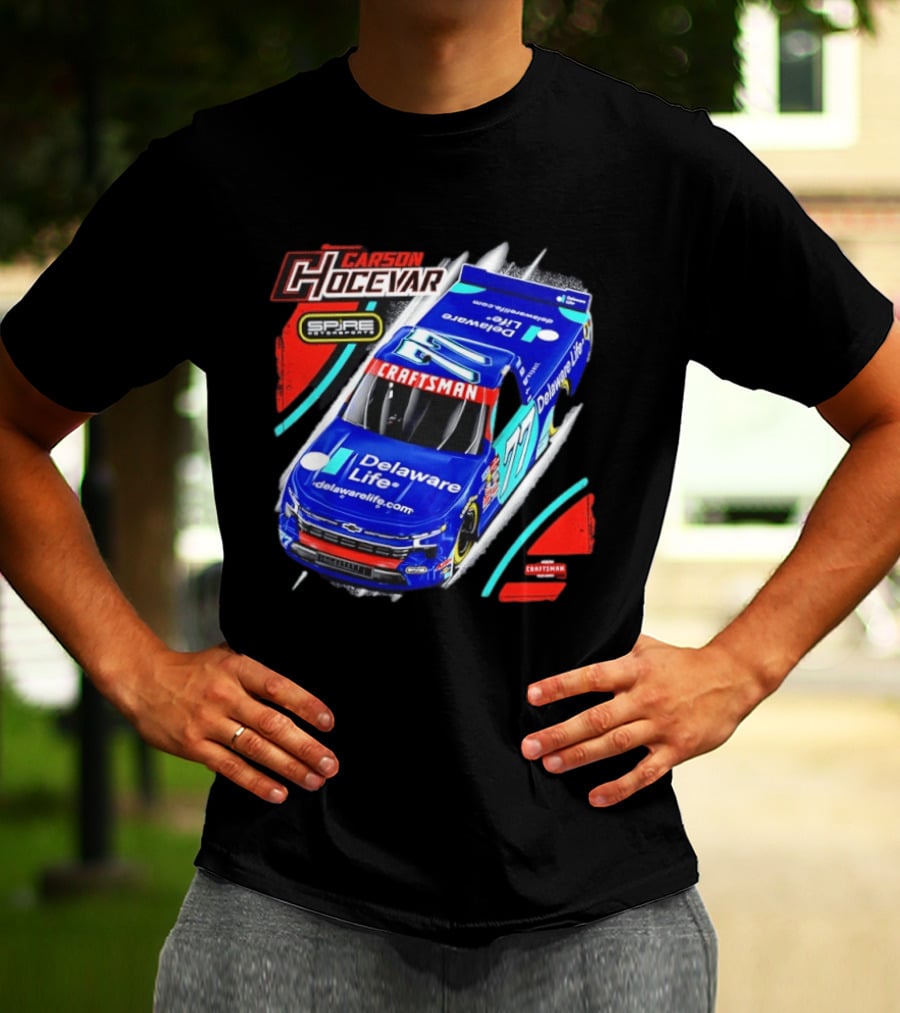 Carson Hocevar Spire Motorsports #77 Delaware Life Craftsman Racing T-Shirt