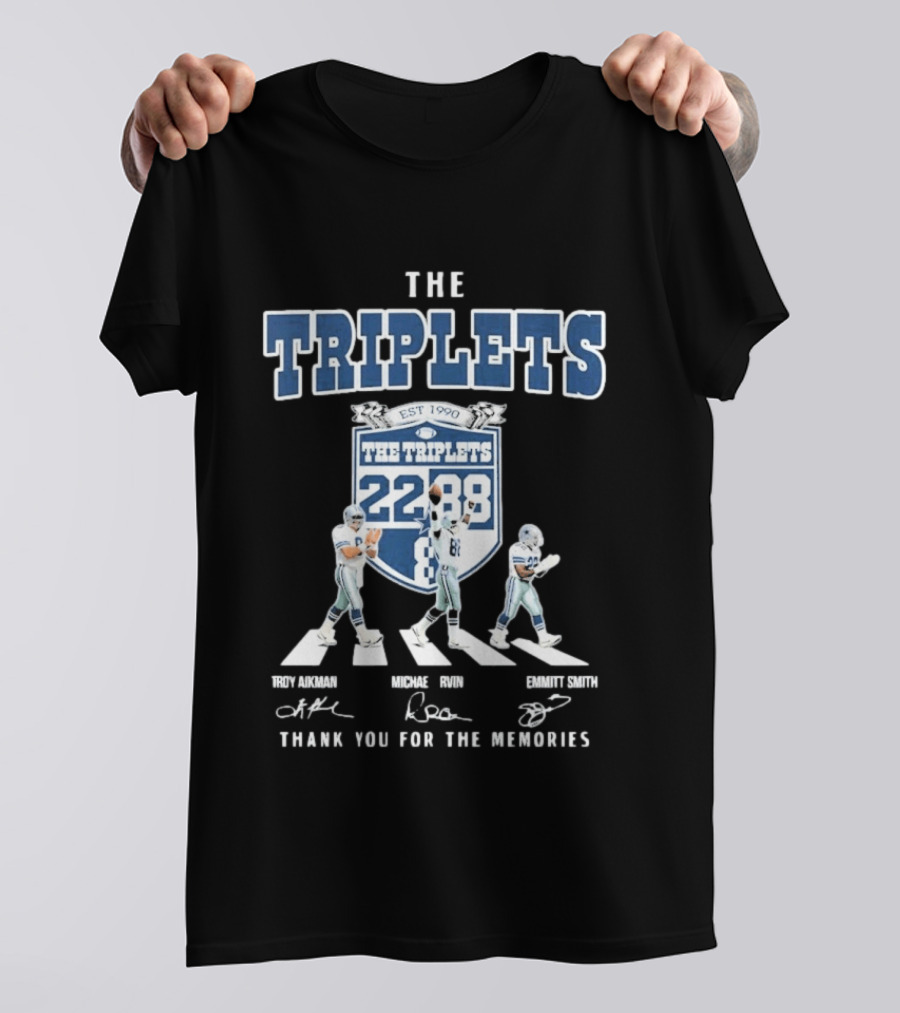 Dallas Cowboys The Triplets 22 88 Thank You For The Memories Signatures T-Shirt