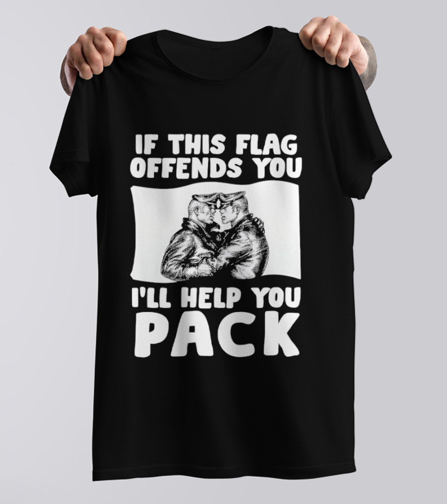 If This Flag Offends You I'll Help You Pack Leather Pride Bulldog T-Shirt