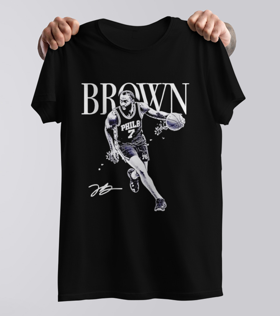 Brown 7 Philadelphia 76ers Basketball Player Halftone T-Shirt
