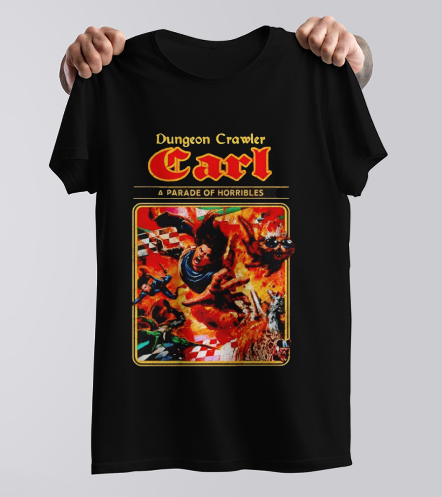 Dungeon Crawler Carl A Parade Of Horribles Fiery Adventure Scene With Characters T-Shirt