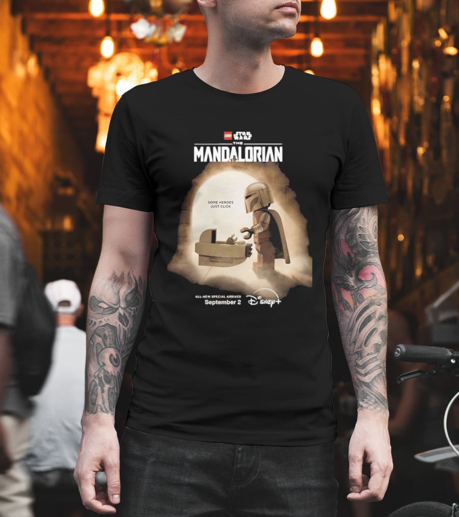 LEGO Star Wars The Mandalorian Some Heroes Just Click Disney Plus September 2026 T-Shirt