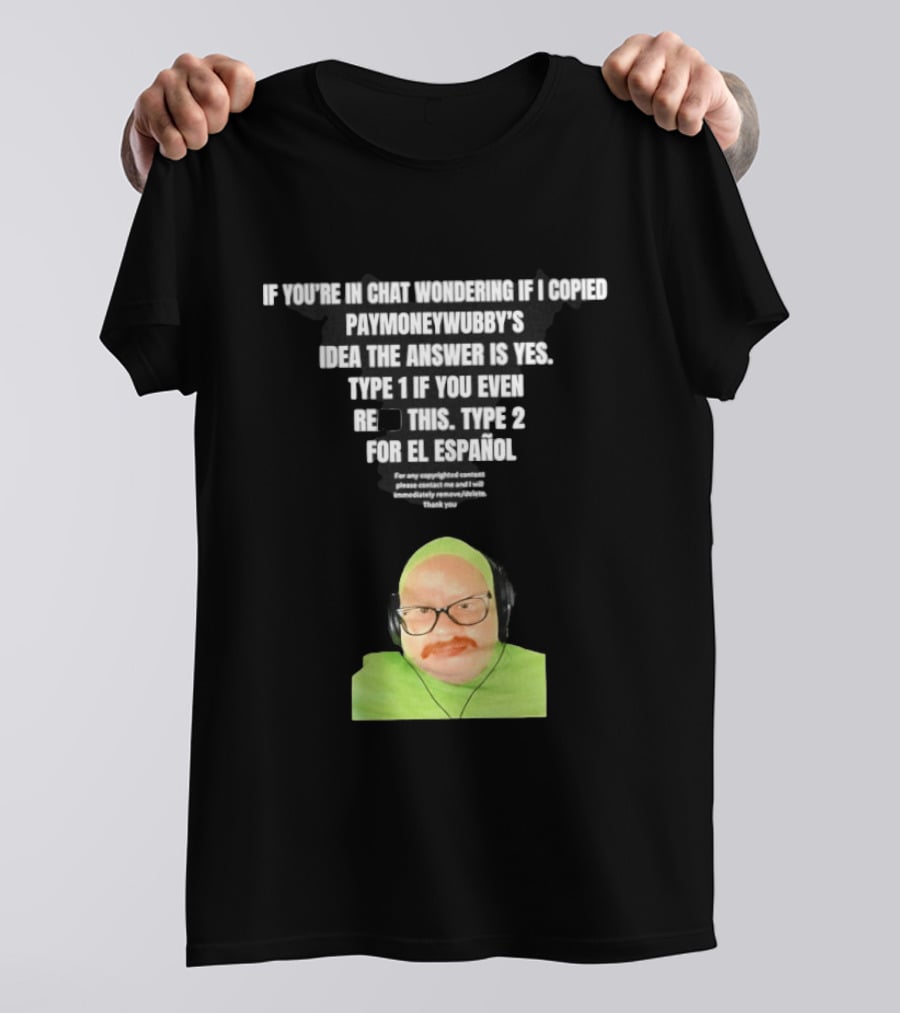 Vincent Cyr If You're In Chat Wondering If I Copied Paymoneywubby Type 1 Type 2 T-Shirt