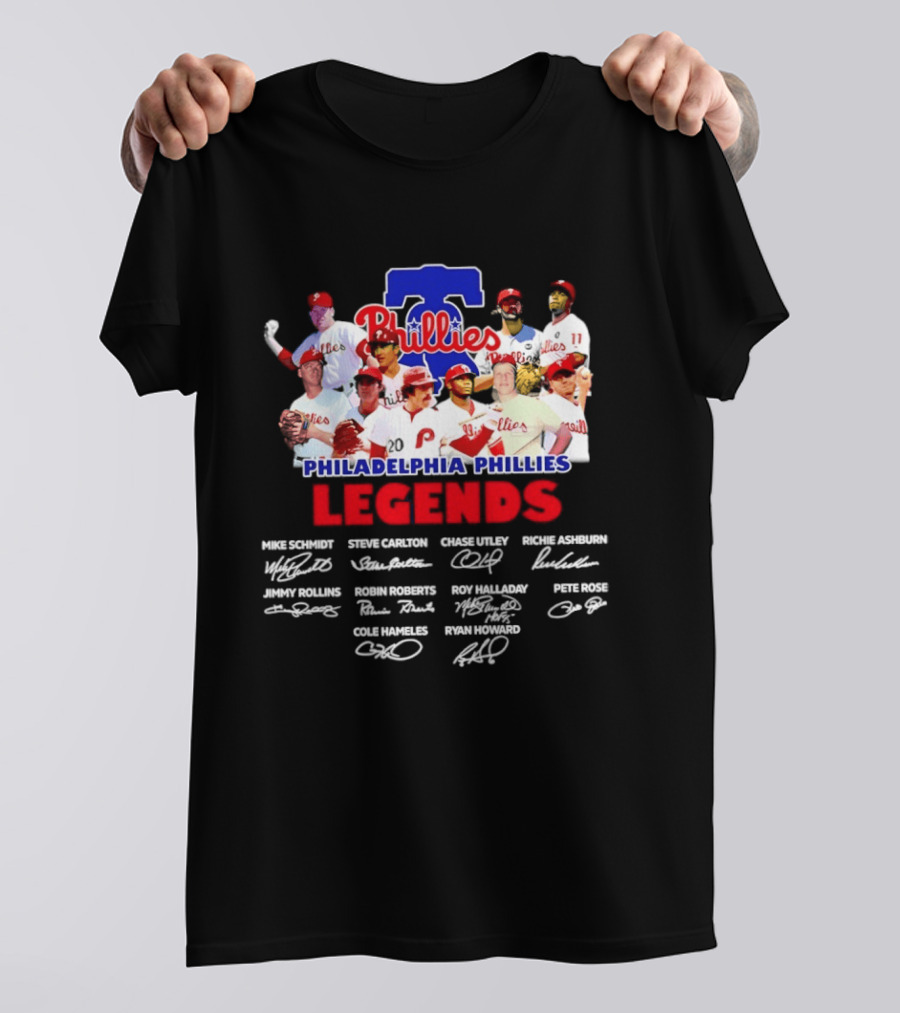 Philadelphia Phillies Legends Collage Team Signatures T-Shirt