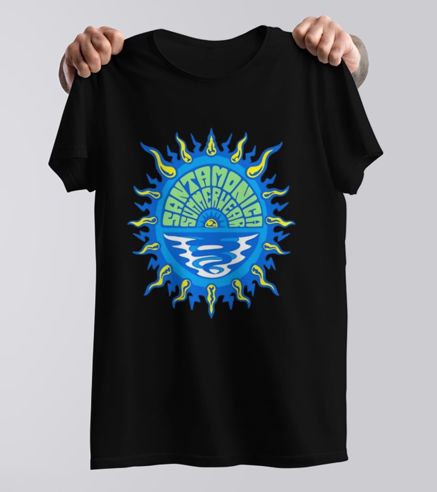 Santa Monica Summerwear Sun And Ocean Beach Radiant Waves T-Shirt