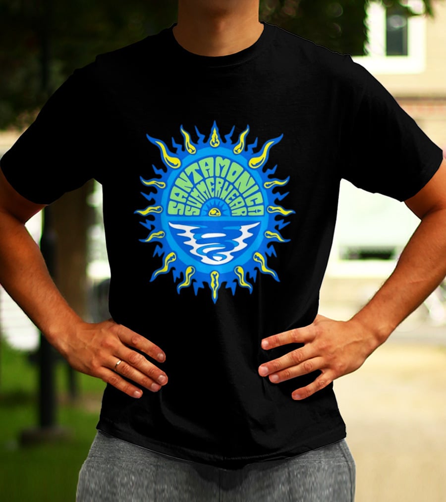 Santa Monica Summerwear Sun And Ocean Beach Radiant Waves T-Shirt