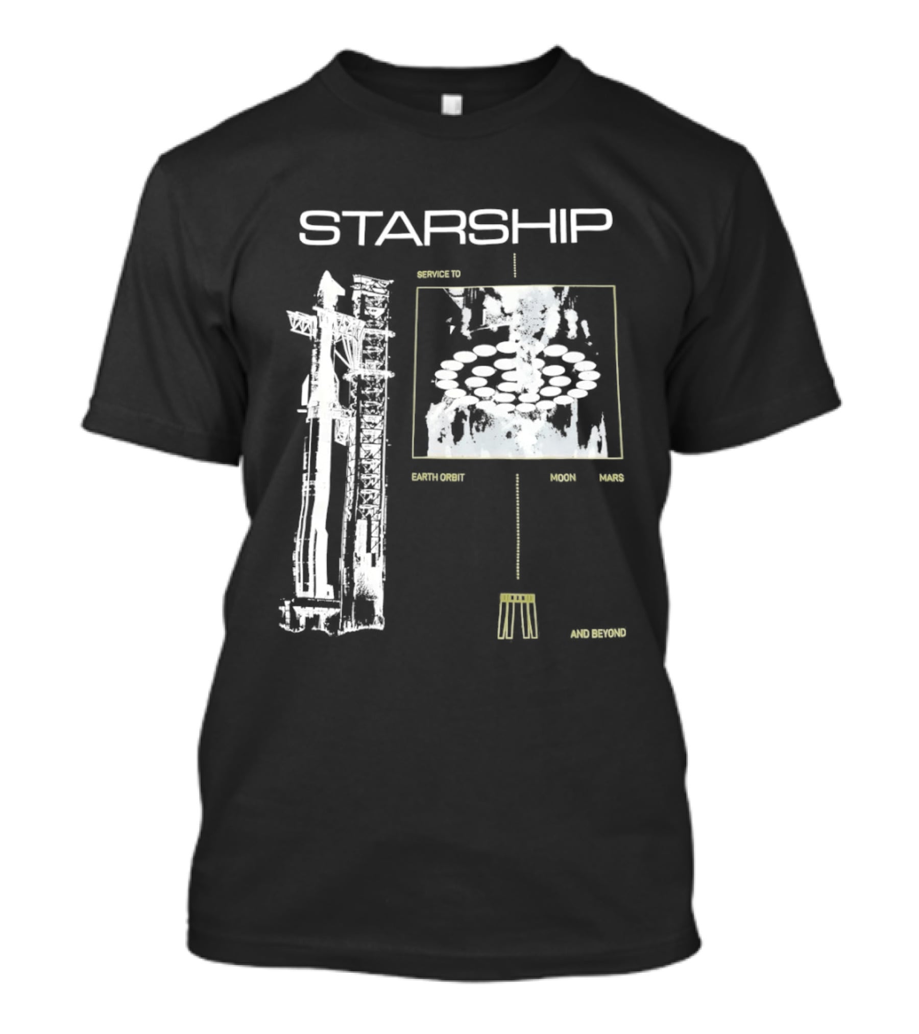 Starship Service Earth Orbit Moon Mars Beyond T-Shirt