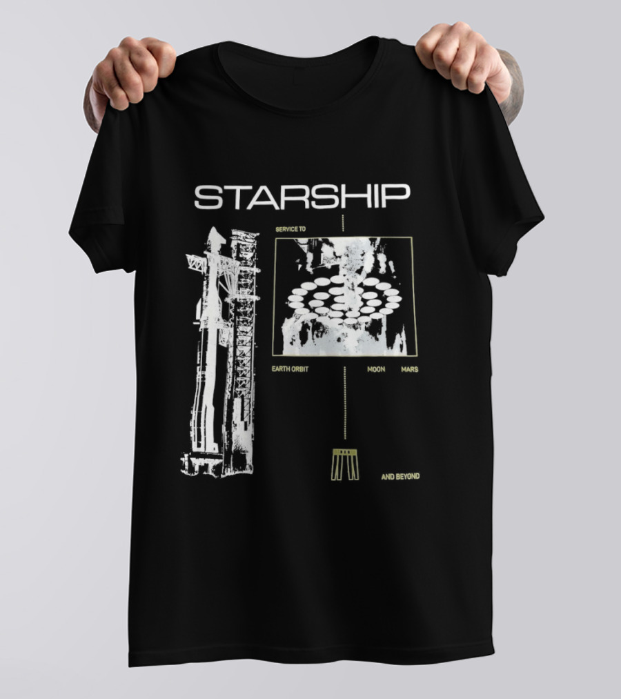 Starship Service Earth Orbit Moon Mars Beyond T-Shirt