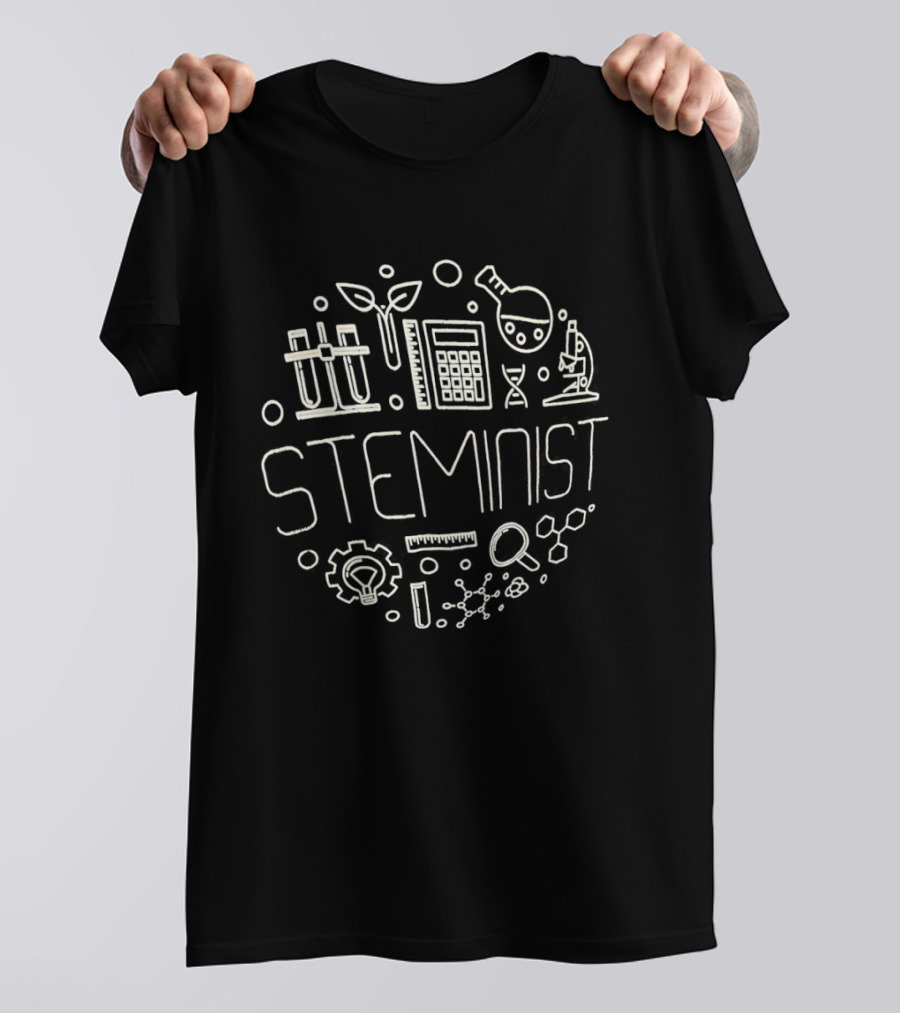 Science Technology Education STEMINIST Beaker Microscope Calculator Test Tubes T-Shirt