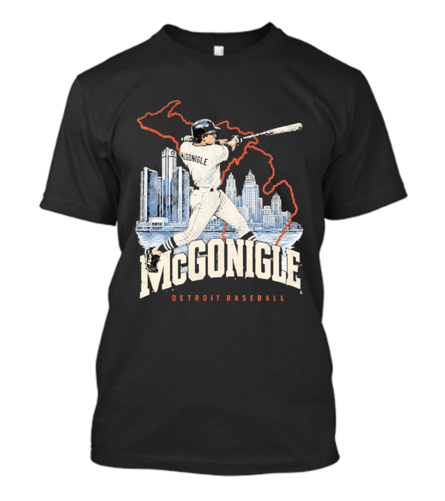 McGonigle Detroit Baseball Vintage Player Retro Skyline T-Shirt