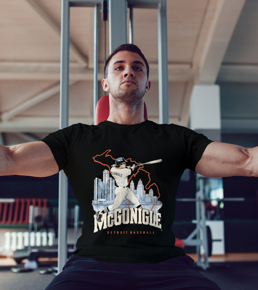 McGonigle Detroit Baseball Vintage Player Retro Skyline T-Shirt