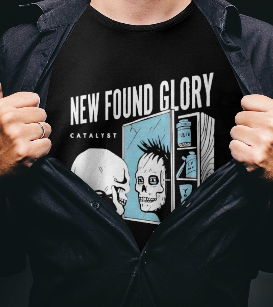 New Found Glory Catalyst Reflective Skull Punk Rock Alternative T-Shirt