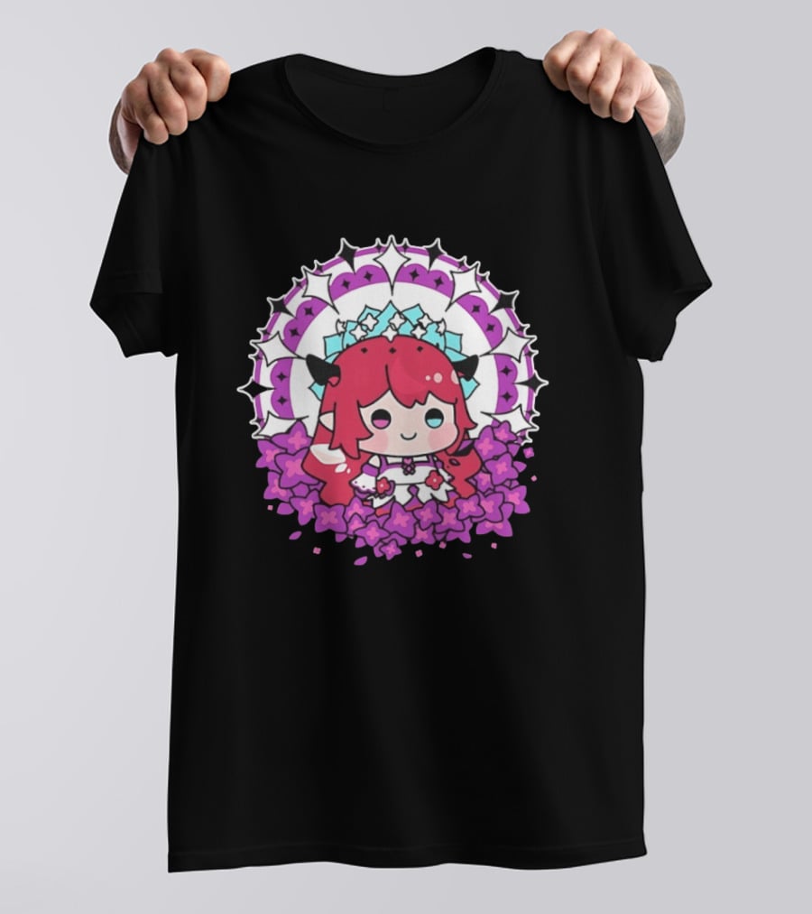 Chibi Hope Pink Hair Cute Anime Character Surrounded By Mandala And Flowers T-Shirt