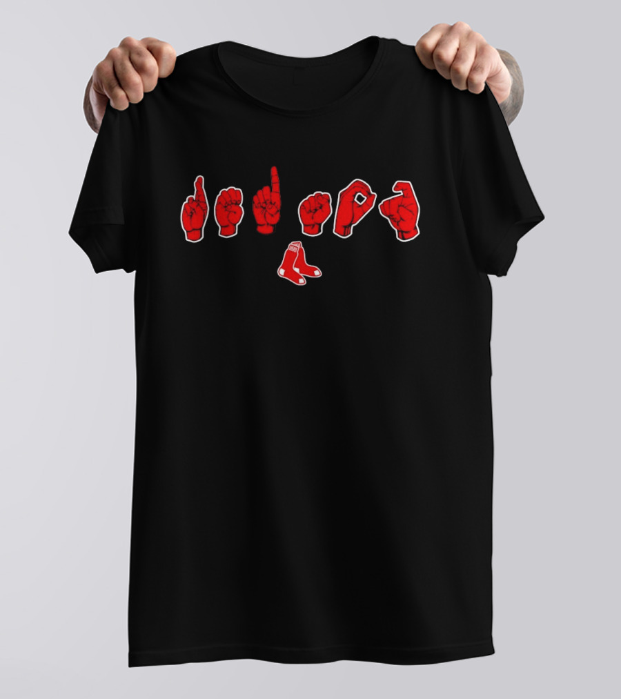 Boston Red Sox ASL Fingerspelling With Iconic Socks T-Shirt