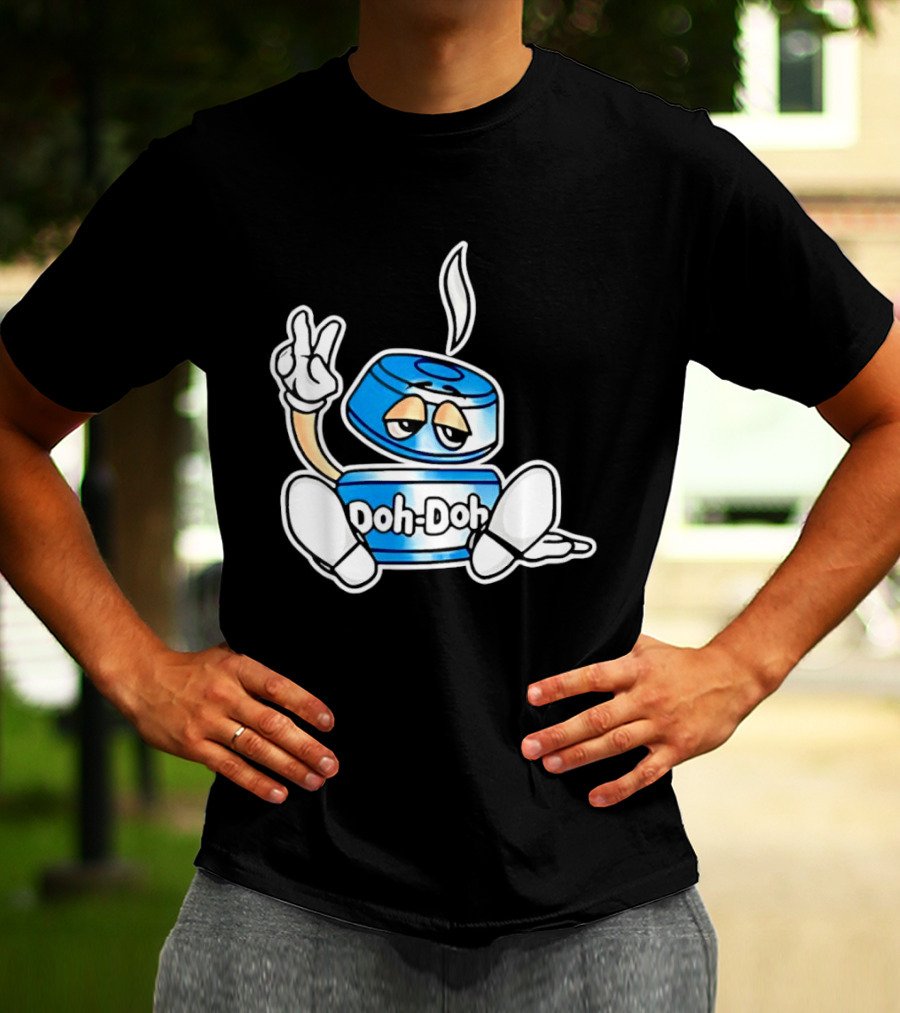Doh Doh Peace Sign Playful Cartoon Character In Relaxed Pose T-Shirt