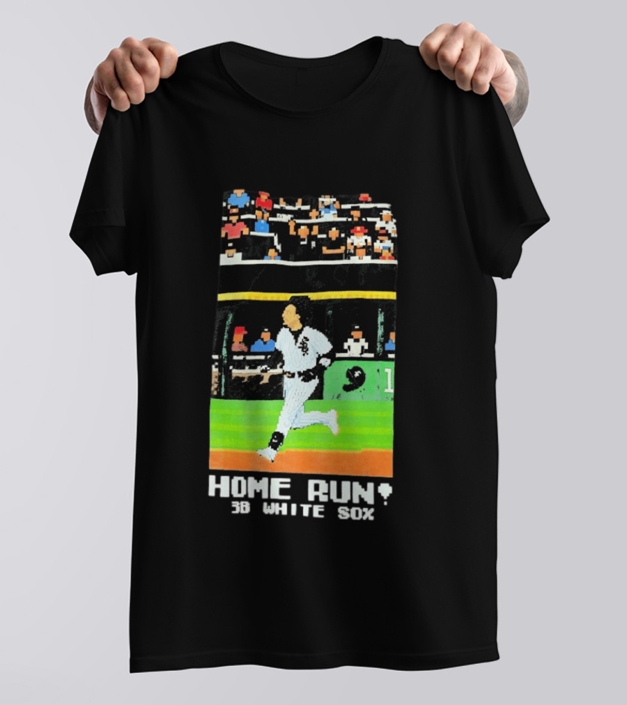 Home Run 3B White Sox Pixel Baseball T-Shirt