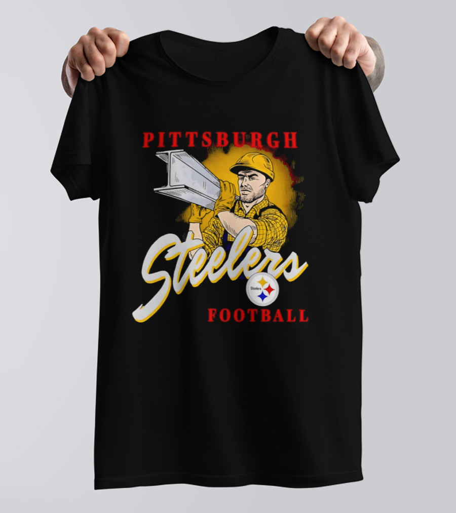 Pittsburgh Steelers Football Worker Steel Beam Icon With Team T-Shirt